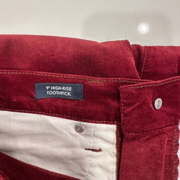 J. Crew Crimson 9" High-Rise Toothpick Velvet Pants Size: 28 (NWT) - Picture 8 of 10